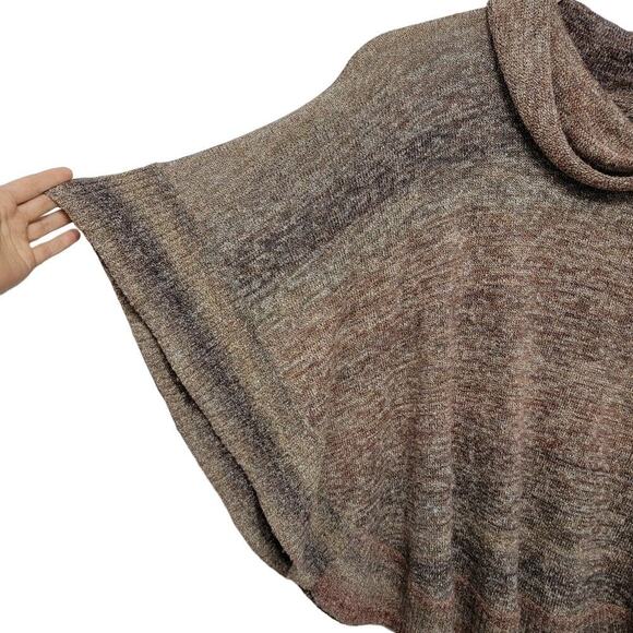 Poncho Turtle Neck Snap Closure Pullover Cotton Blend Knit Gorpcore Shrug L 627 - Picture 3 of 9